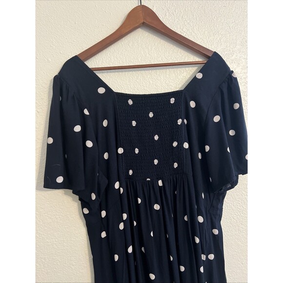 Old Navy Blue Baby Doll Polka Dot Flutter Sleeve Midi Dress XXL - Picture 4 of 6